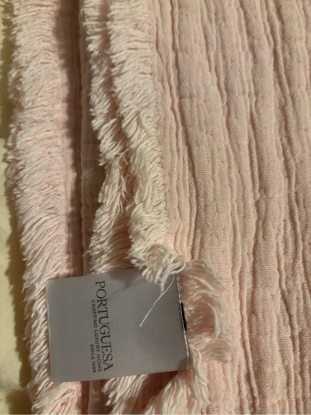 Soft Crinkle Throw Blanket in Blush Pink - Made in Portugal 100% cotton